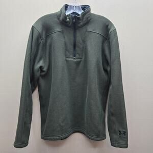 Under Armour Fleece Waffle-Textured Pullover 1/4 Zip Jacket Green Size Medium